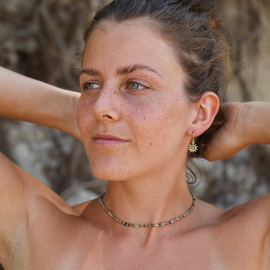 Ohrringe 'Suyana' mit Sonne und Spirale