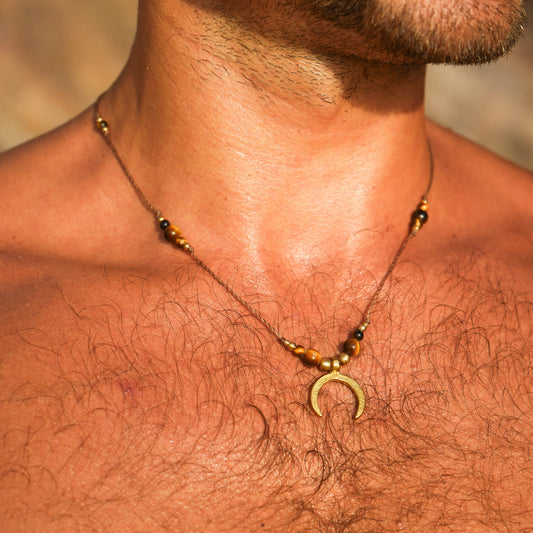 Kette "Luca" mit Mond und Tigerauge (Herren)