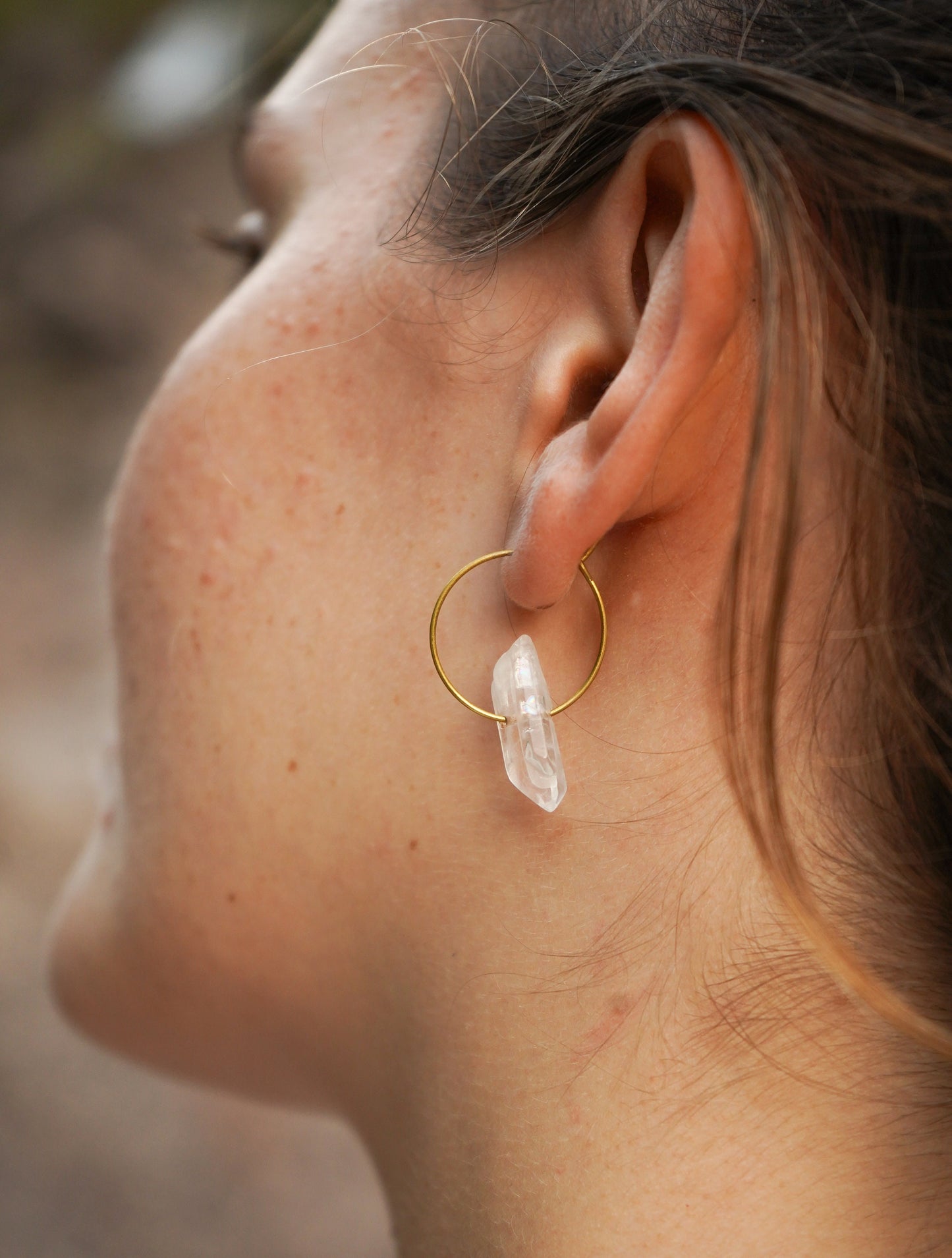 Schmuck Set Bergkristall Kette + Ohrringe