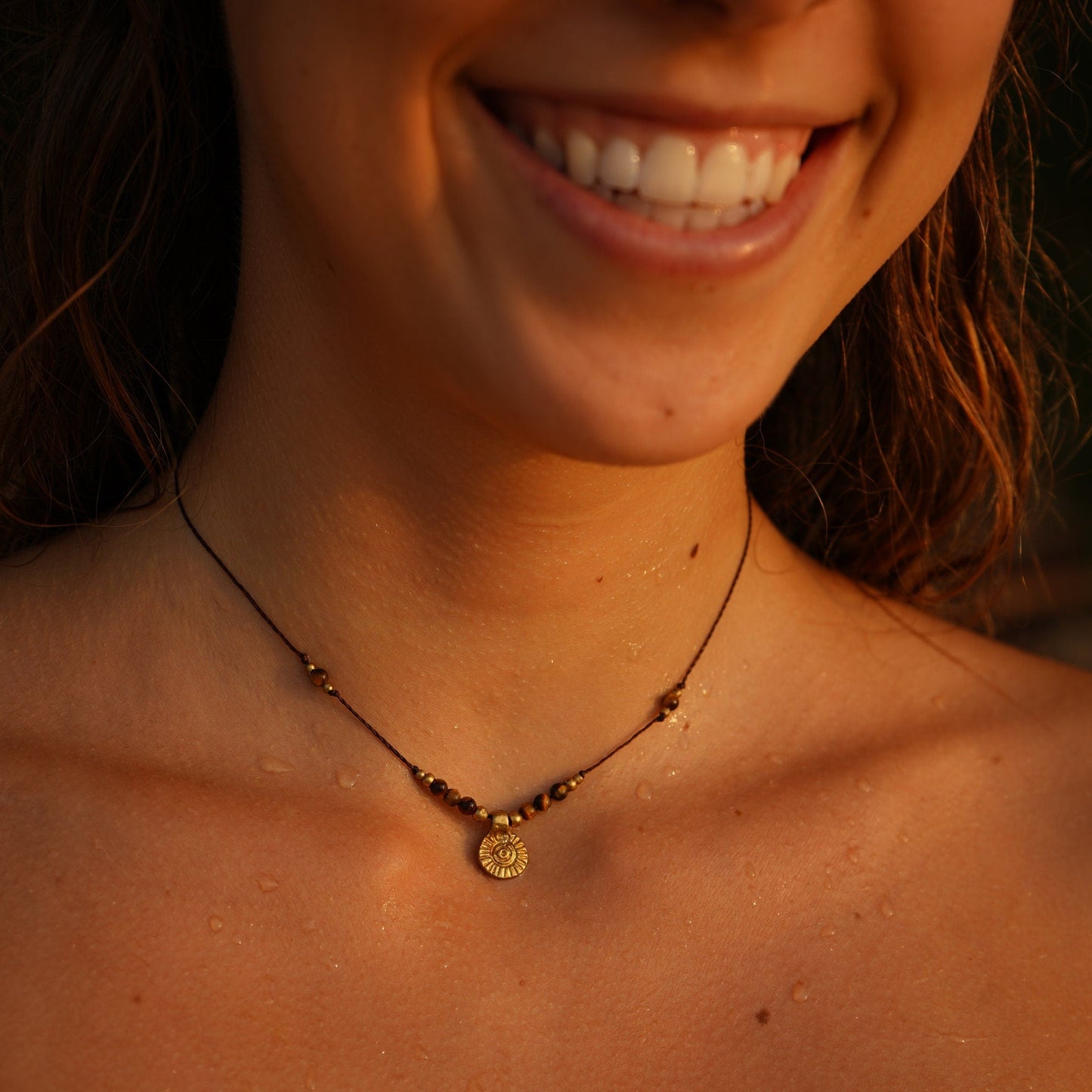 Kette "Semaya" mit Tigerauge und Sonne