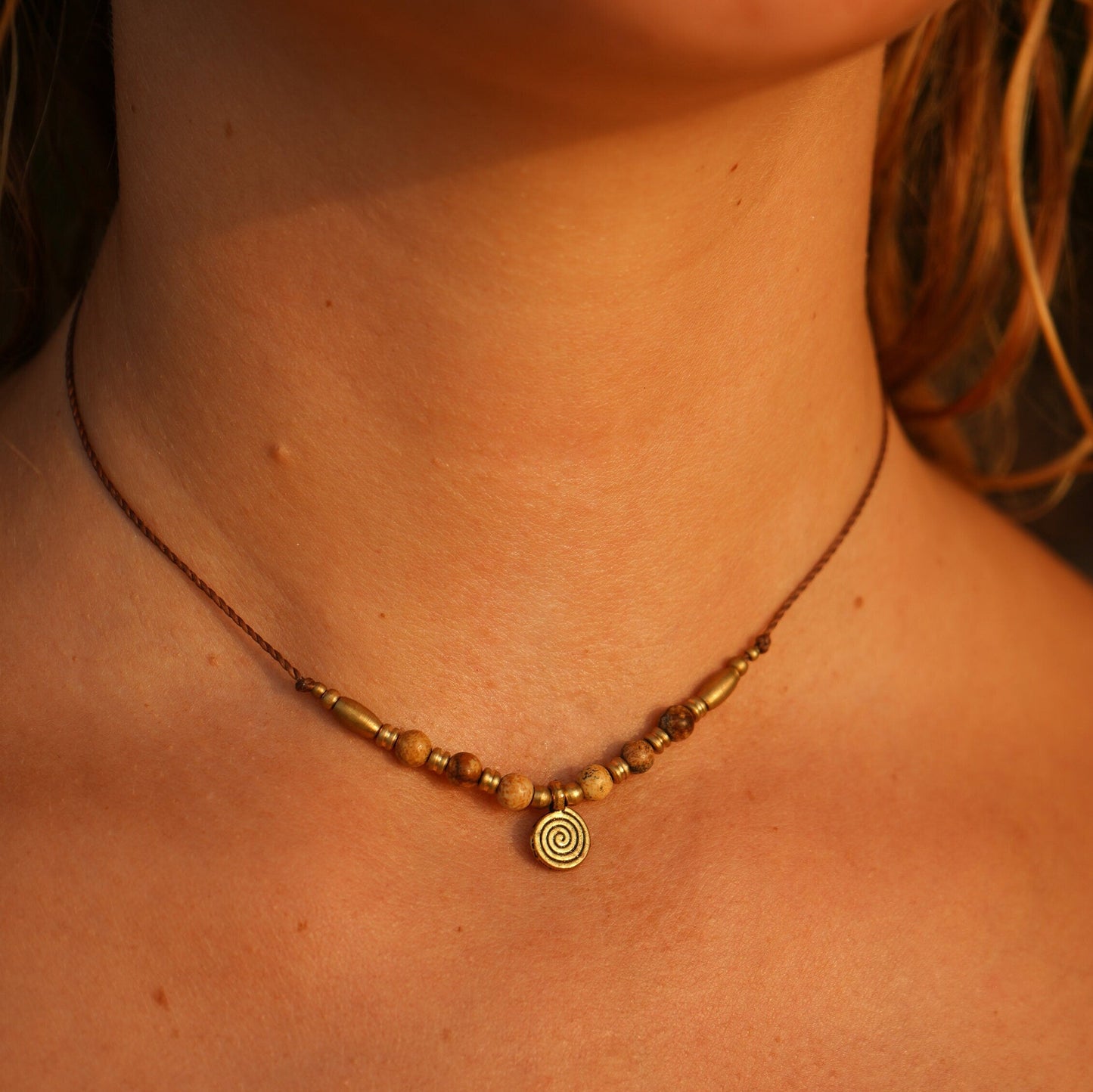 Kette "Maruli" mit Jaspis und Spirale