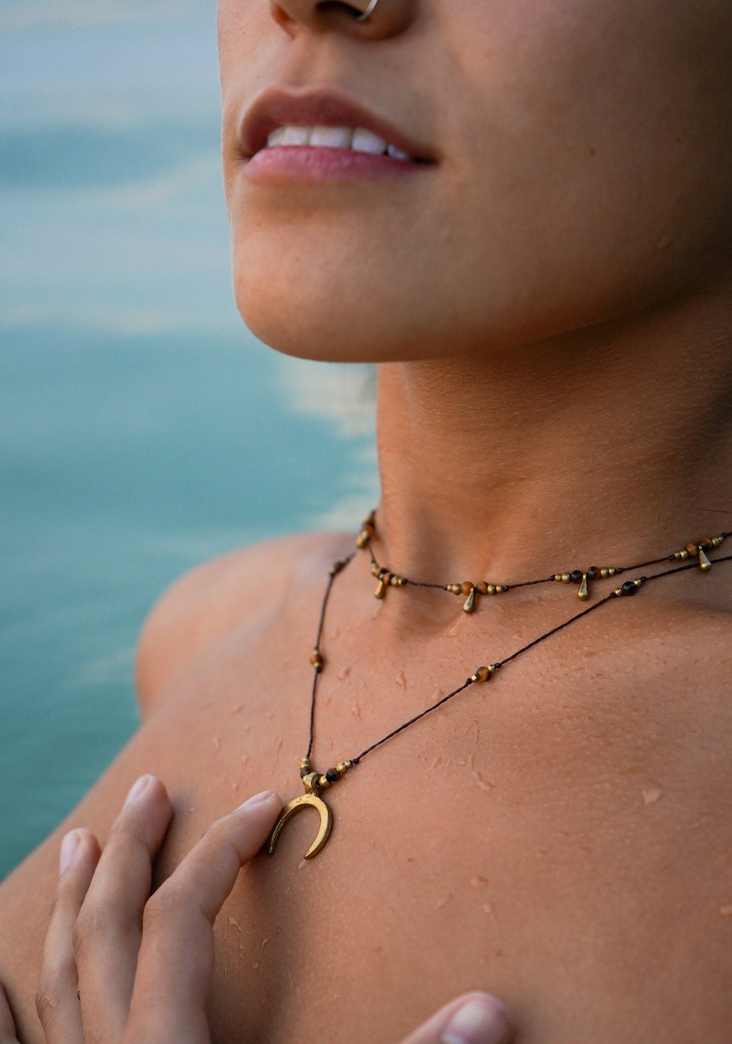 Kette "Lunera" mit Tigerauge und Mond (Layer)
