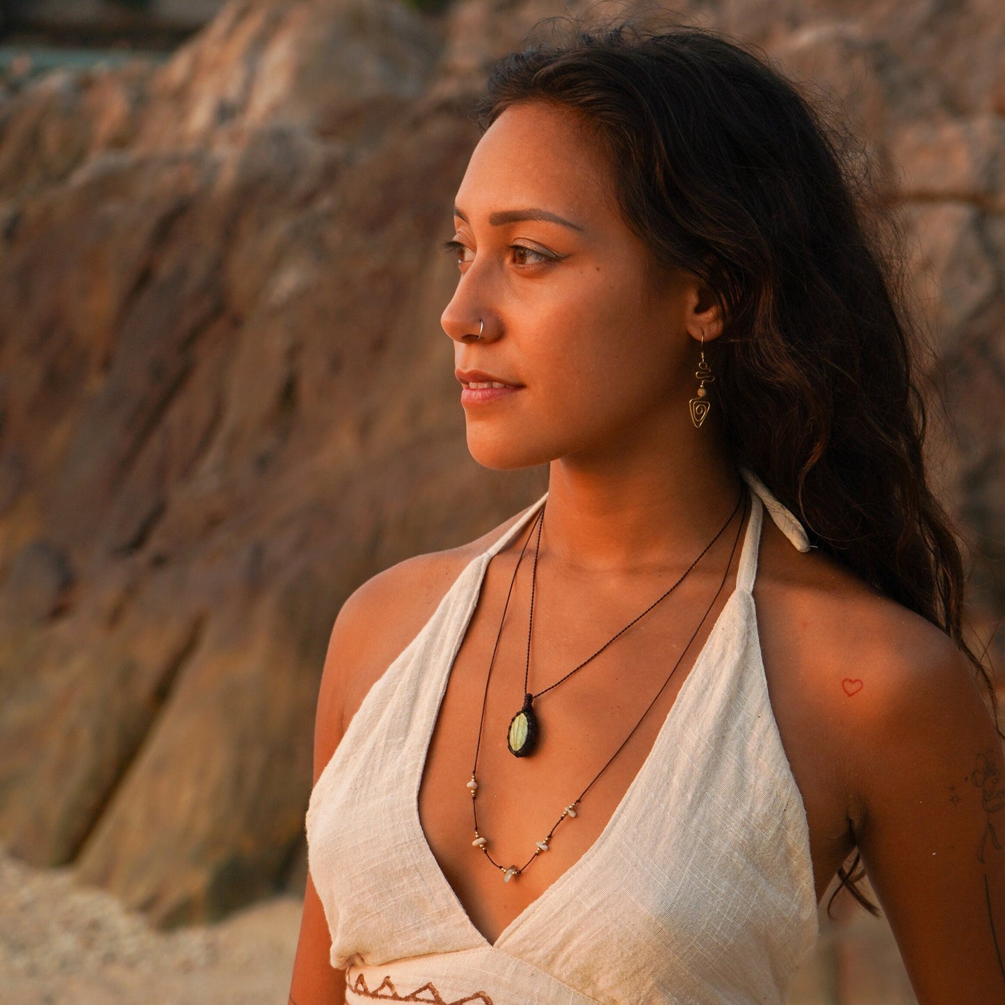 Kette "Lydia" mit Labradorit und Makramee