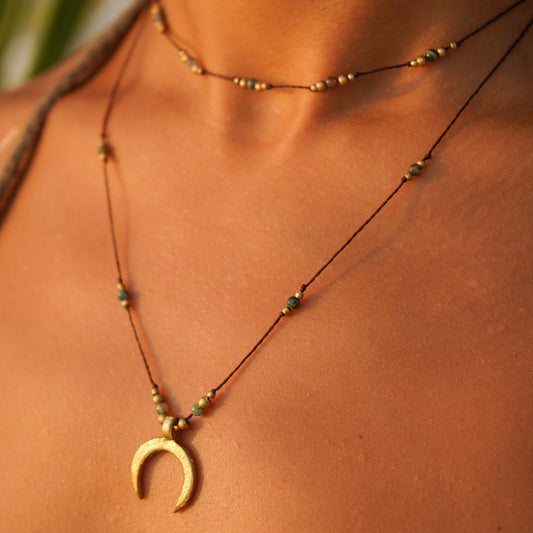 Kette "Lamira" mit indischem Achat und Mond (Layer)