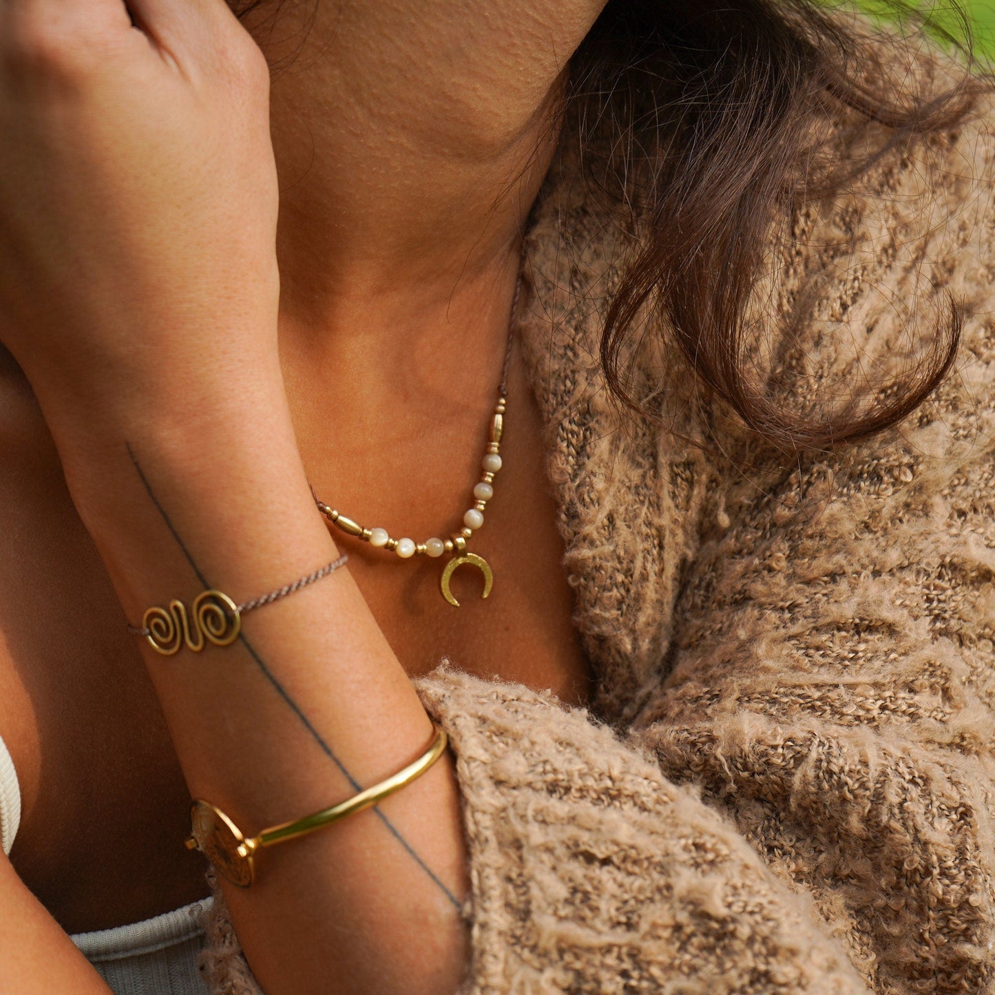 Kette "Malena" mit Perlmutt und Mond