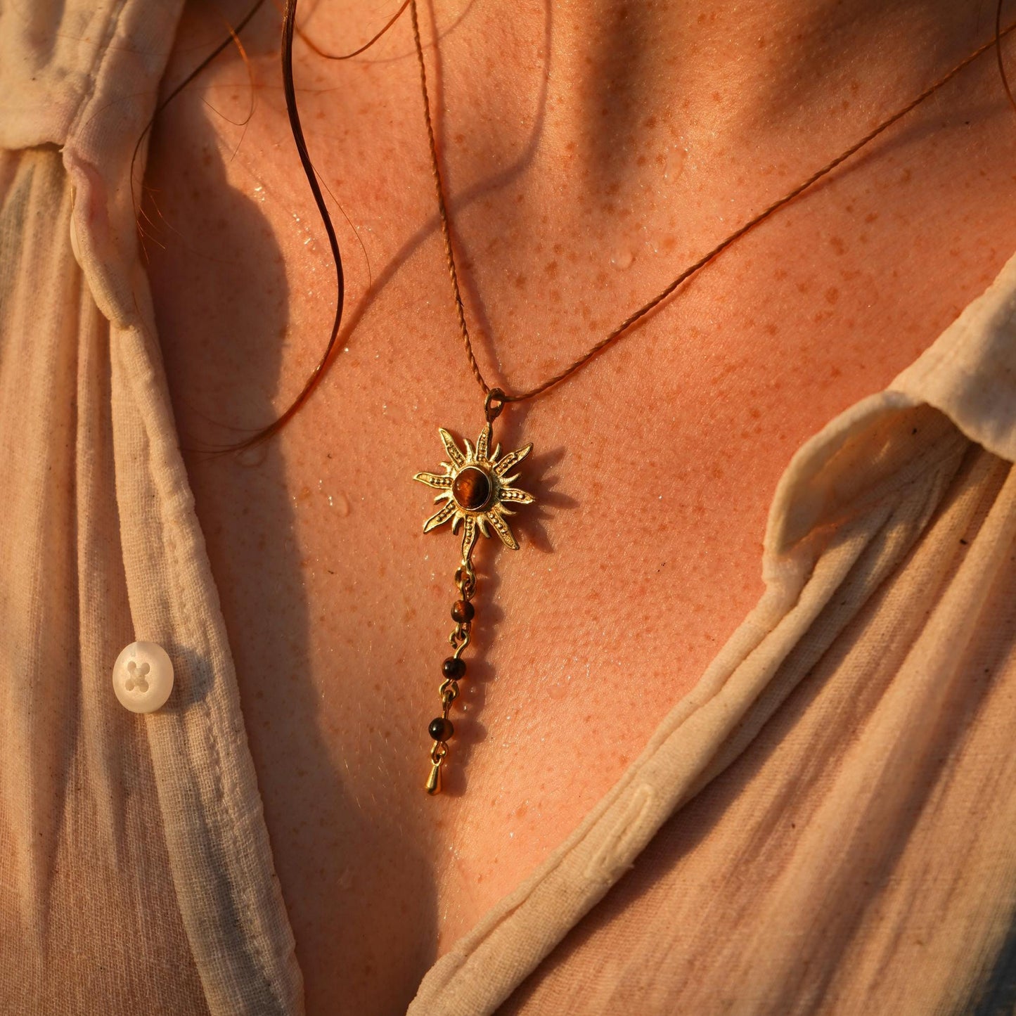 Kette "Tiraya" mit Tigerauge und Sonne