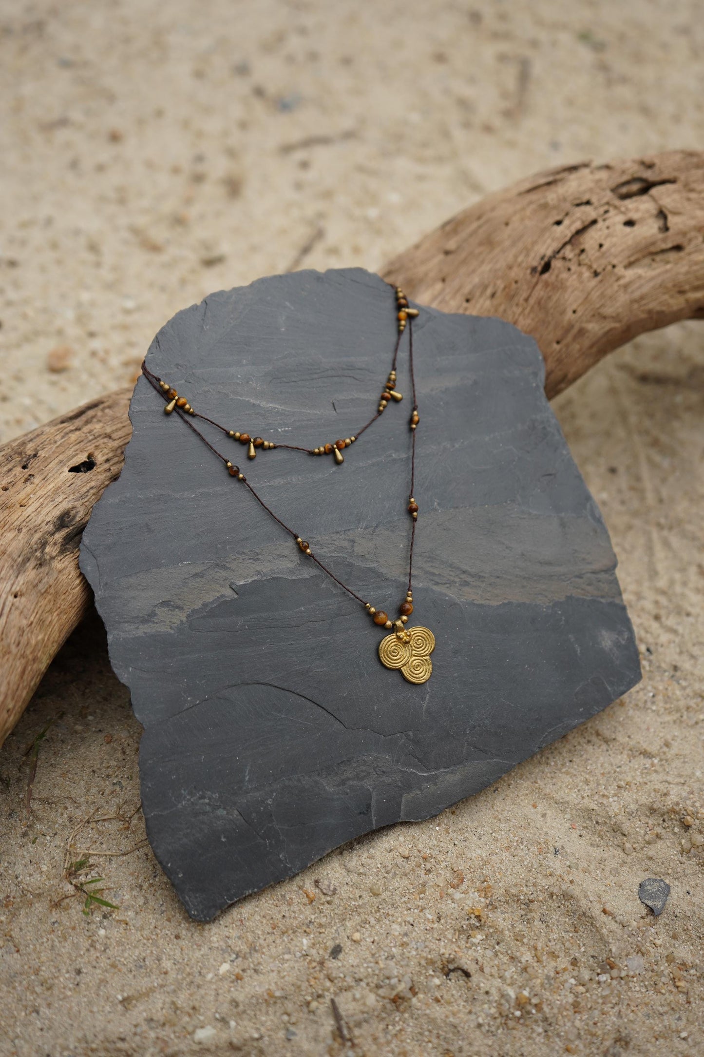 Kette "Lugana" mit Tigerauge und Strahlen