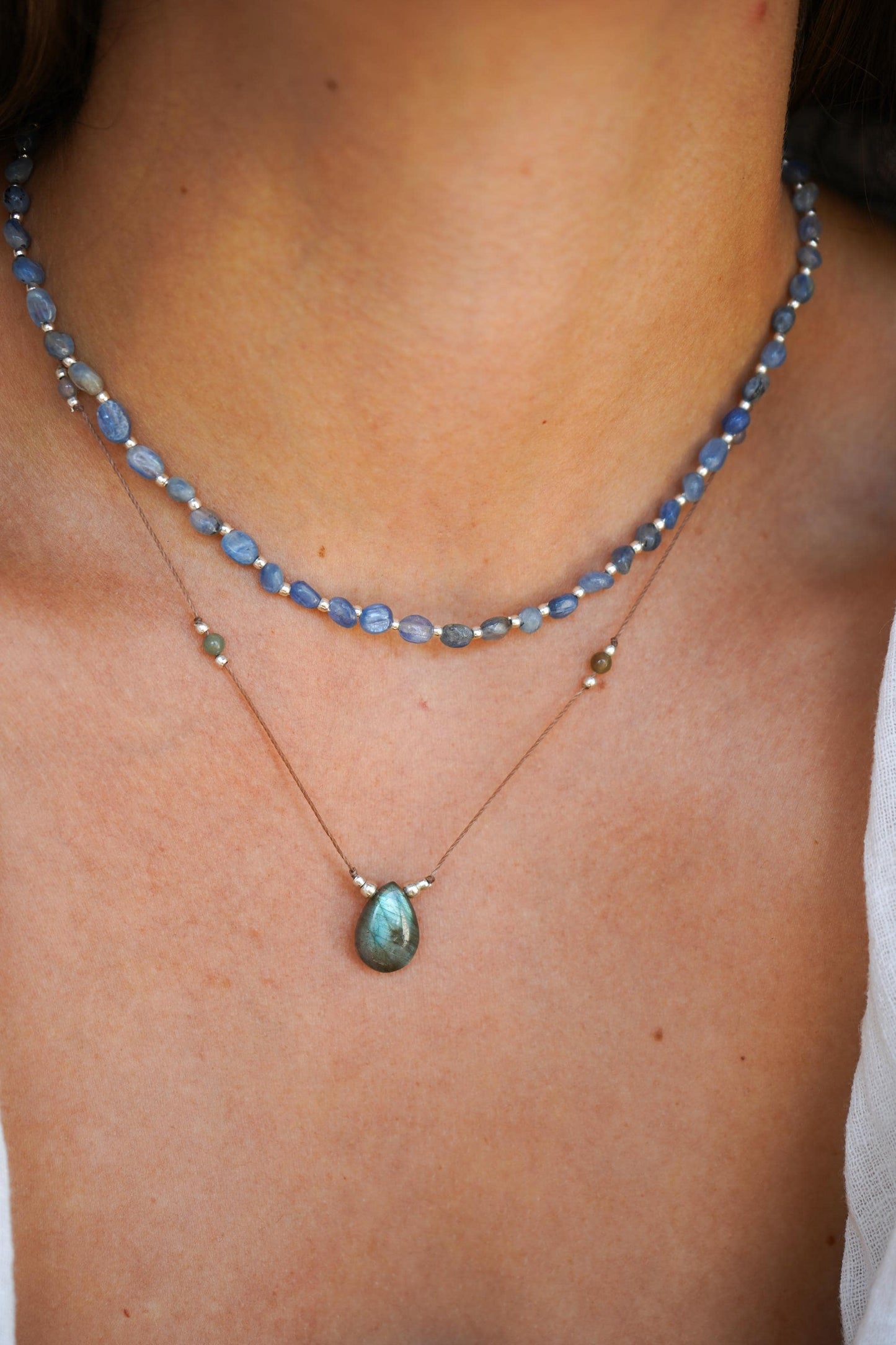Kette 'Elisa' Silber mit blauem Edelstein