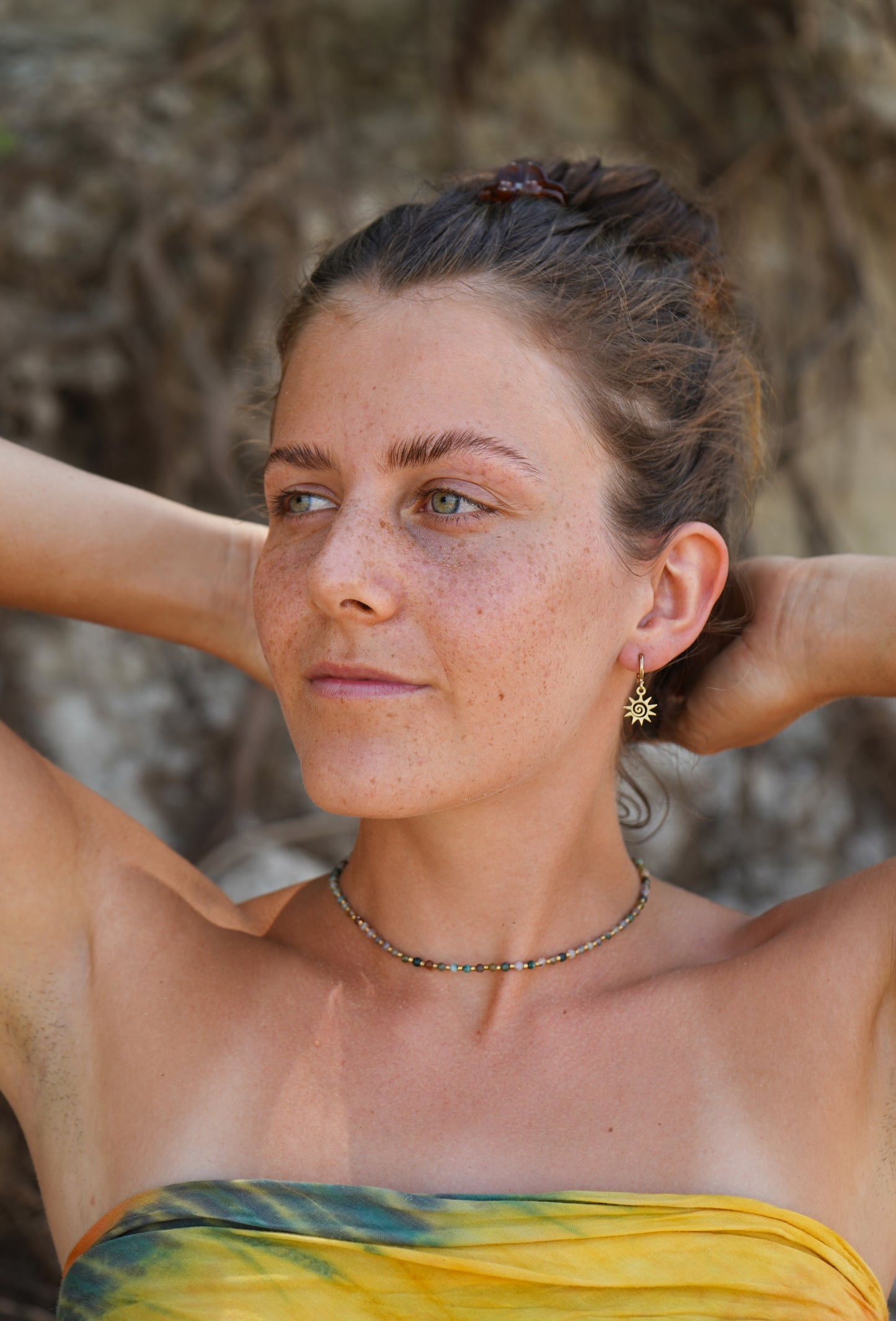 Ohrringe 'Suyana' mit Sonne und Spirale