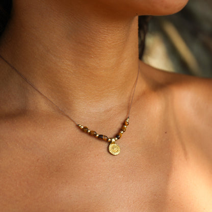 Kette "Luvia" mit Tigerauge und Sonne
