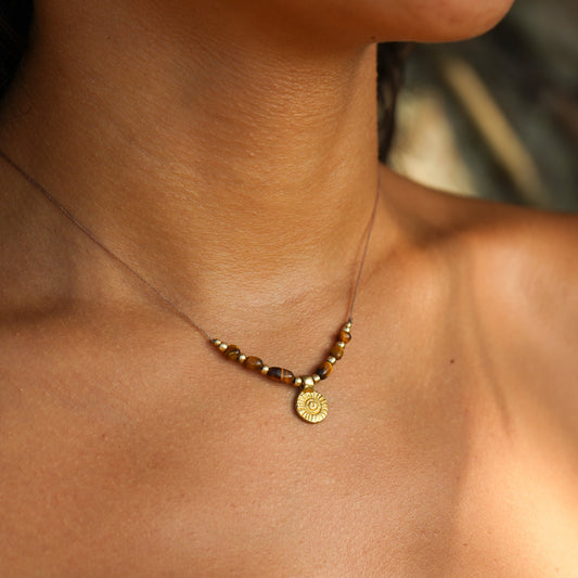 Kette "Luvia" mit Tigerauge und Sonne