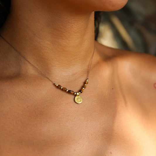 Kette "Luvia" mit Tigerauge und Sonne