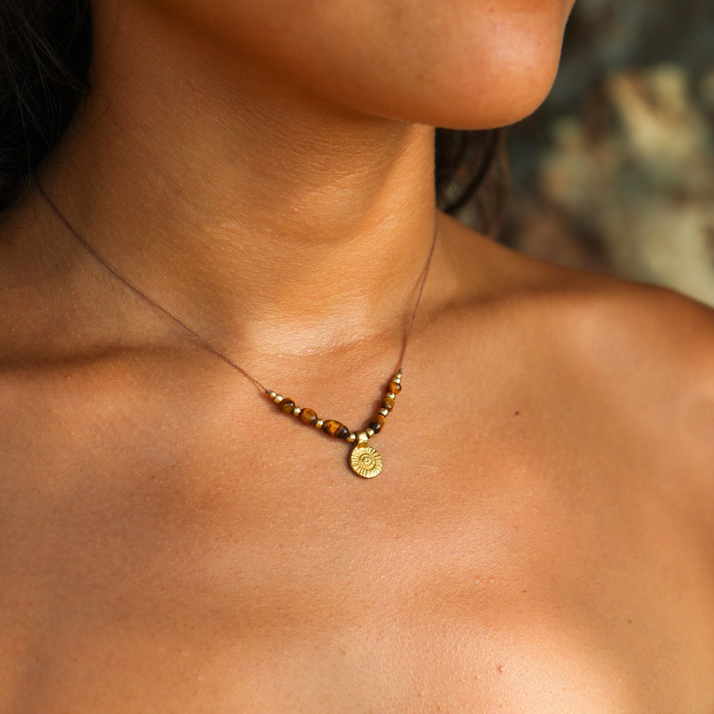 Kette "Luvia" mit Tigerauge und Sonne