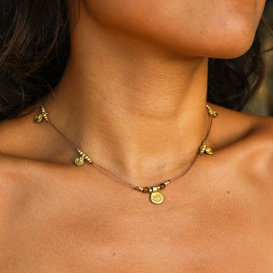 Kette "Munari" mit Tigerauge und Sonne