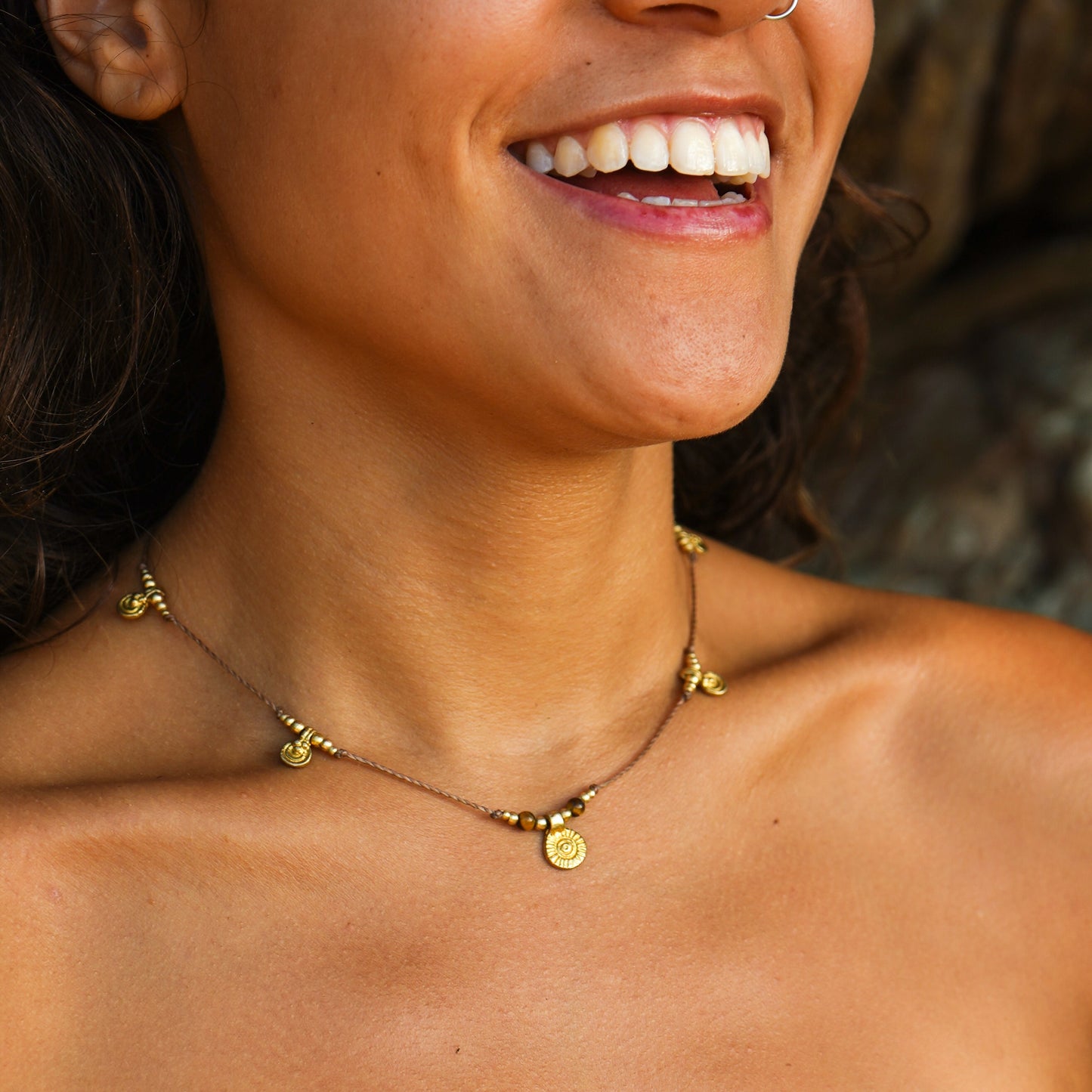 Kette "Munari" mit Tigerauge und Sonne