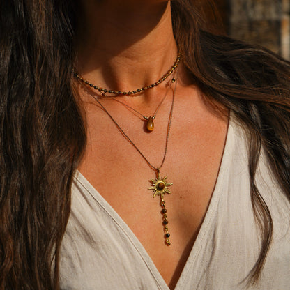 Kette "Tiraya" Tigerauge mit Sonne (Set Option)