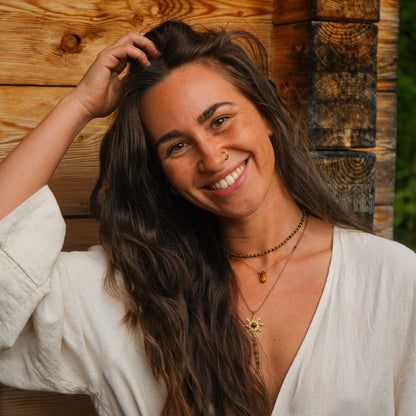 Kette "Tiraya" Tigerauge mit Sonne (Set Option)