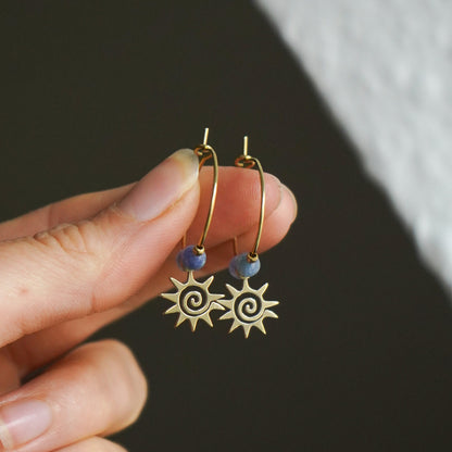 Ohrringe "Manua" Aventurin Sonne Spirale