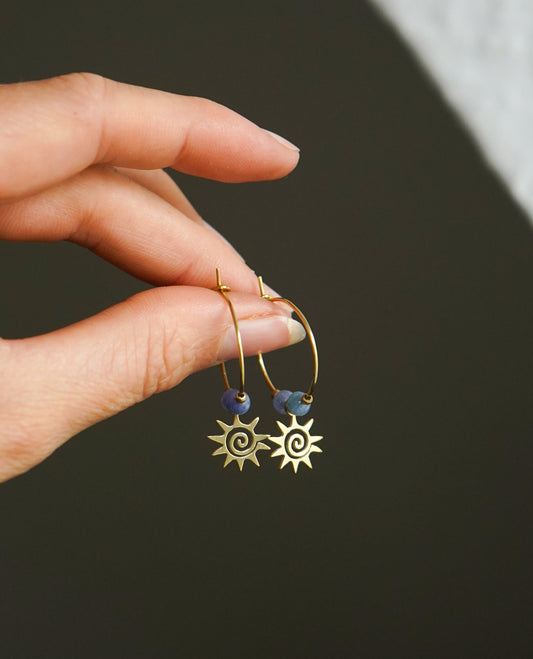 Ohrringe "Manua" Aventurin Sonne Spirale