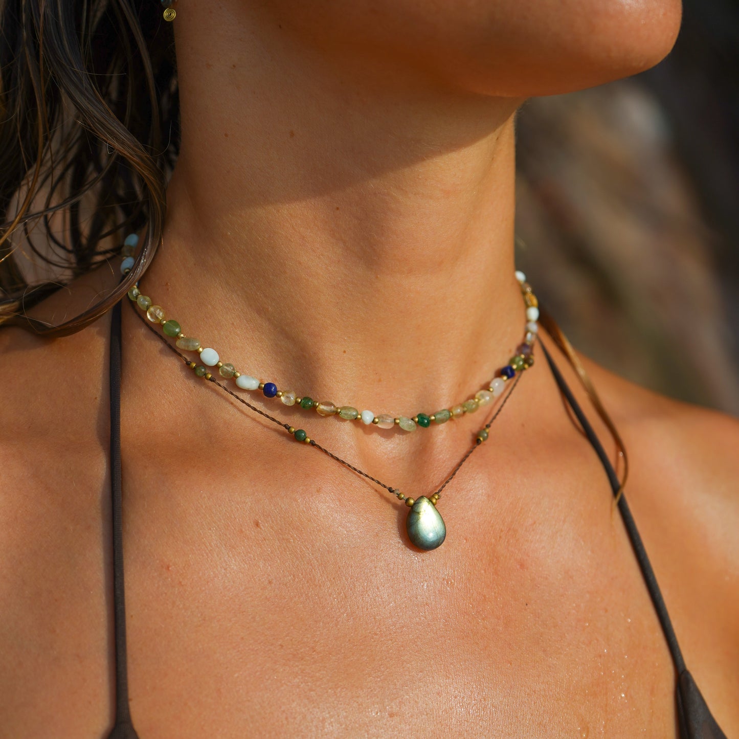 Kette "Zora" mit Edelstein (Layer)