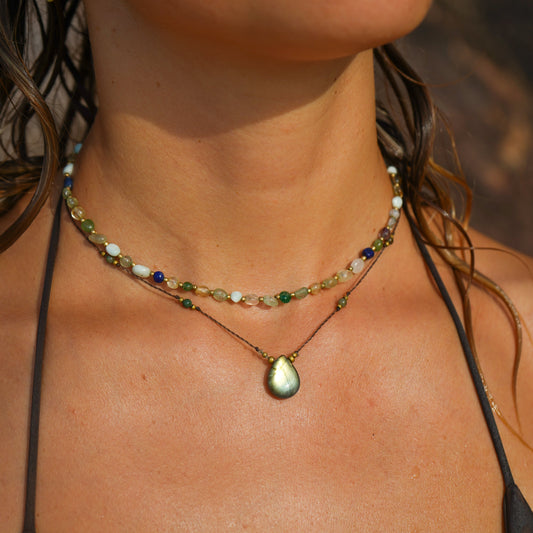 Kette "Zora" mit Edelstein (Layer)