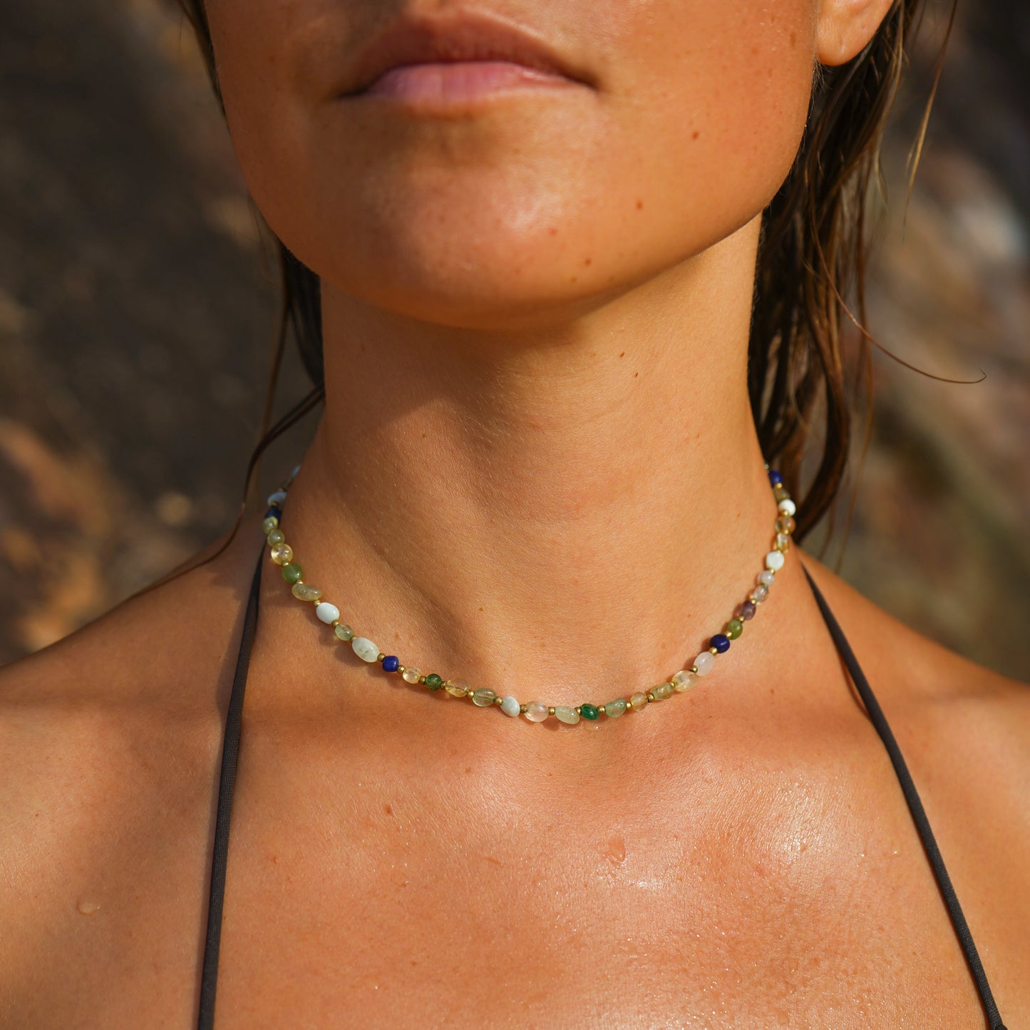 Kette "Zora" mit Edelstein (Layer)