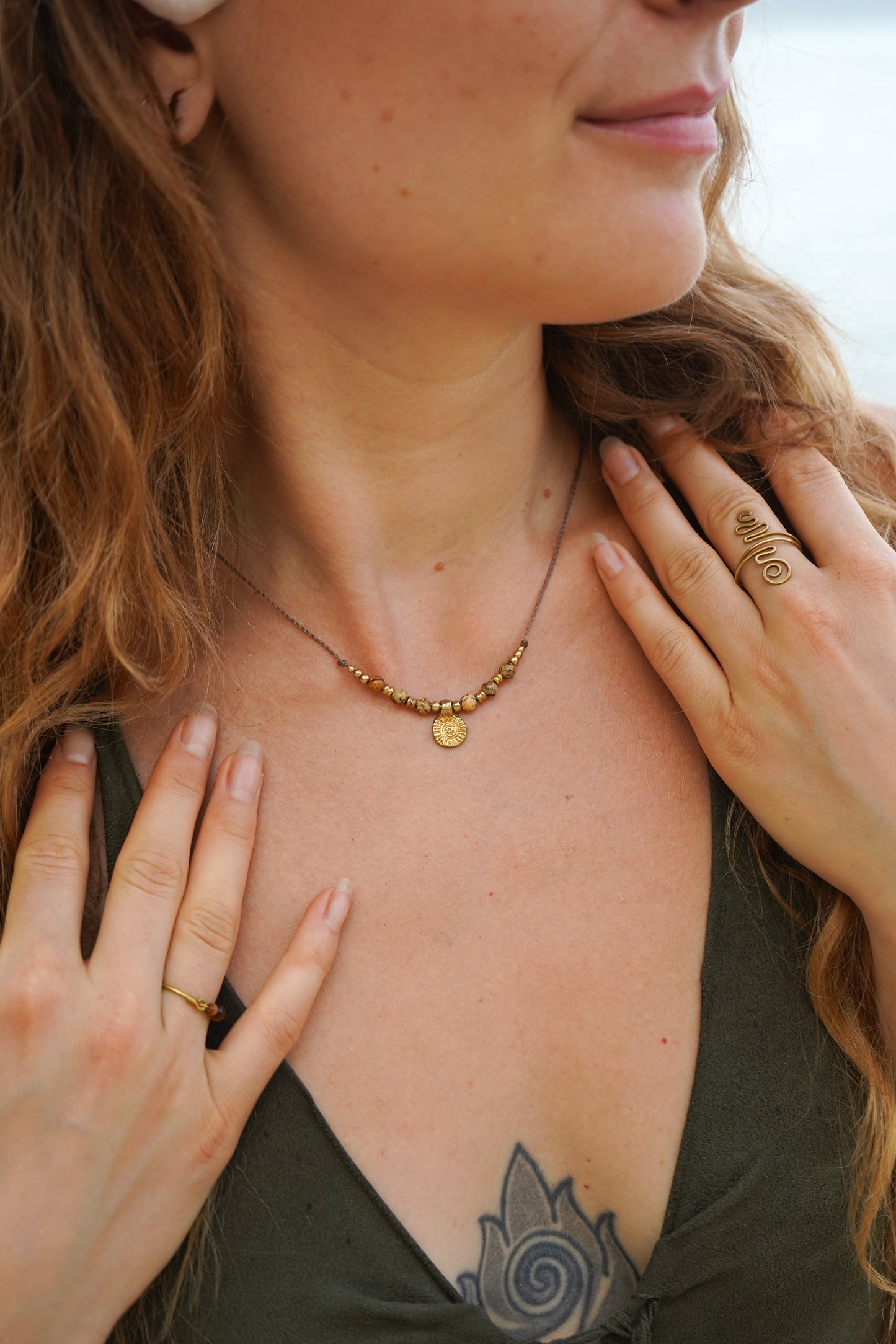 Kette "Malya" mit Jaspis und Sonne