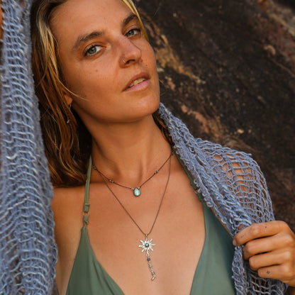 Kette "Ozeana" Silber mit Labradorit und Aventurin