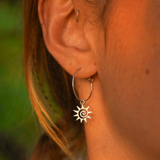 Ohrringe "Simaya" Sonne und Spirale (Silber)