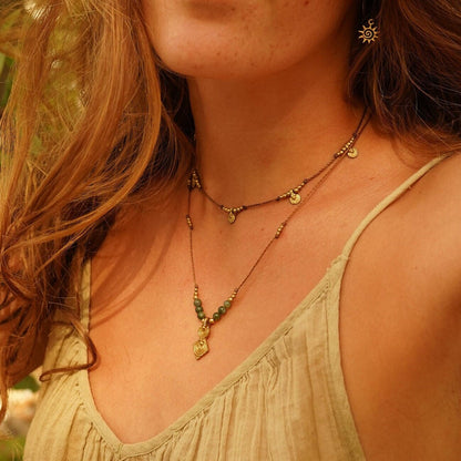 Kette "Manuka" mit grüner Jade und Anhänger