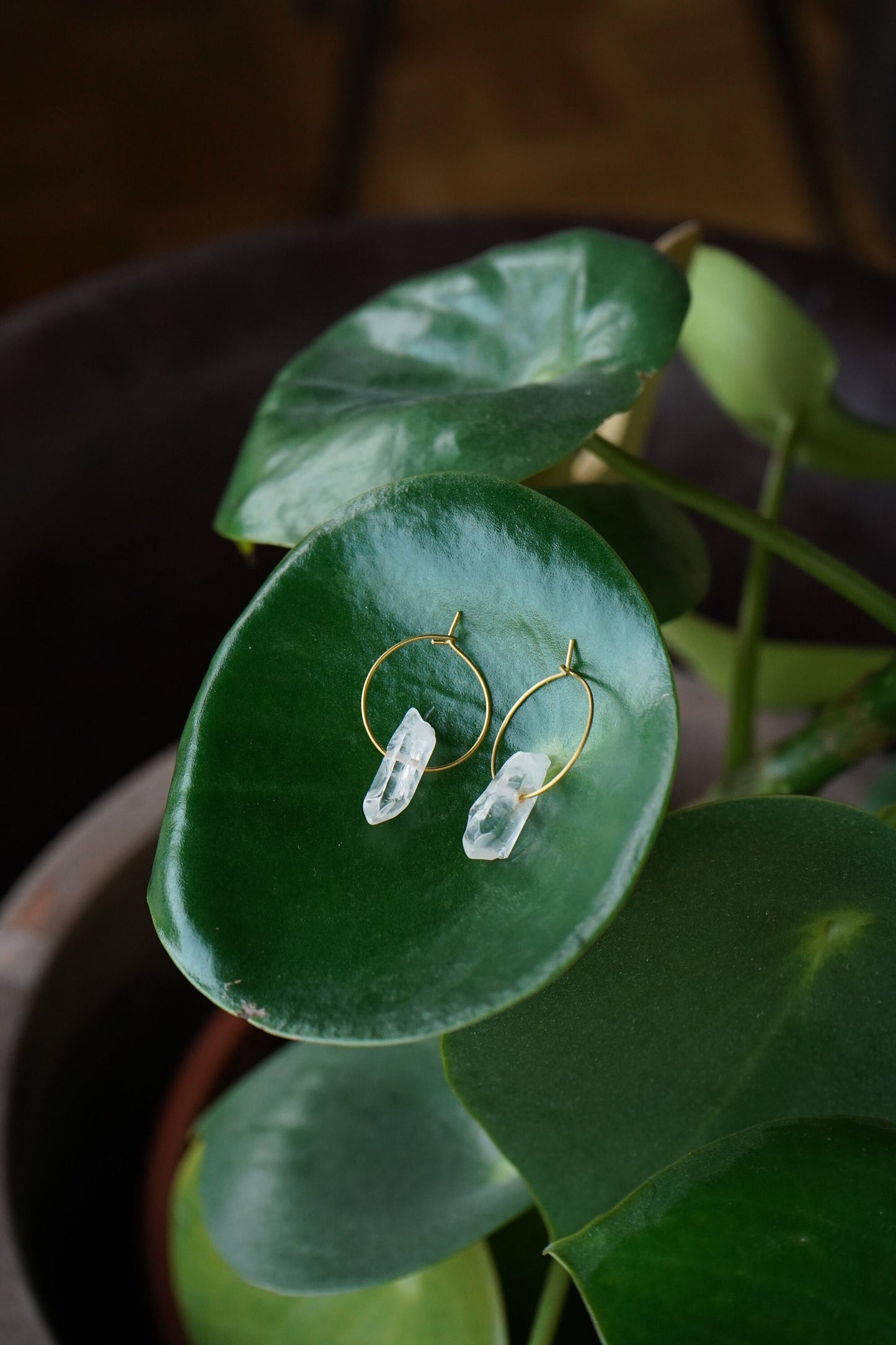 Schmuck Set Bergkristall Kette + Ohrringe