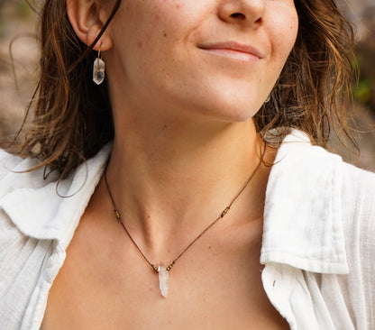 Schmuck Set Bergkristall Kette + Ohrringe