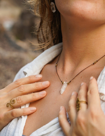 Schmuck Set Bergkristall Kette + Ohrringe