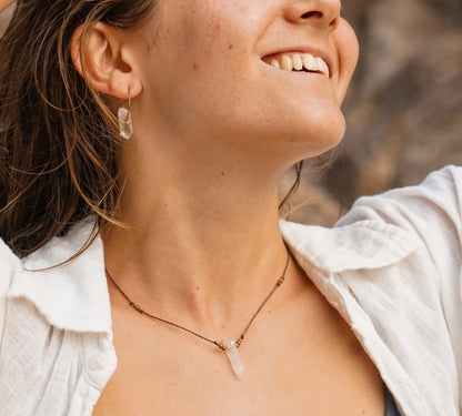 Schmuck Set Bergkristall Kette + Ohrringe