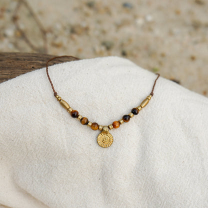 Kette "Tigua" mit Tigerauge und Sonne