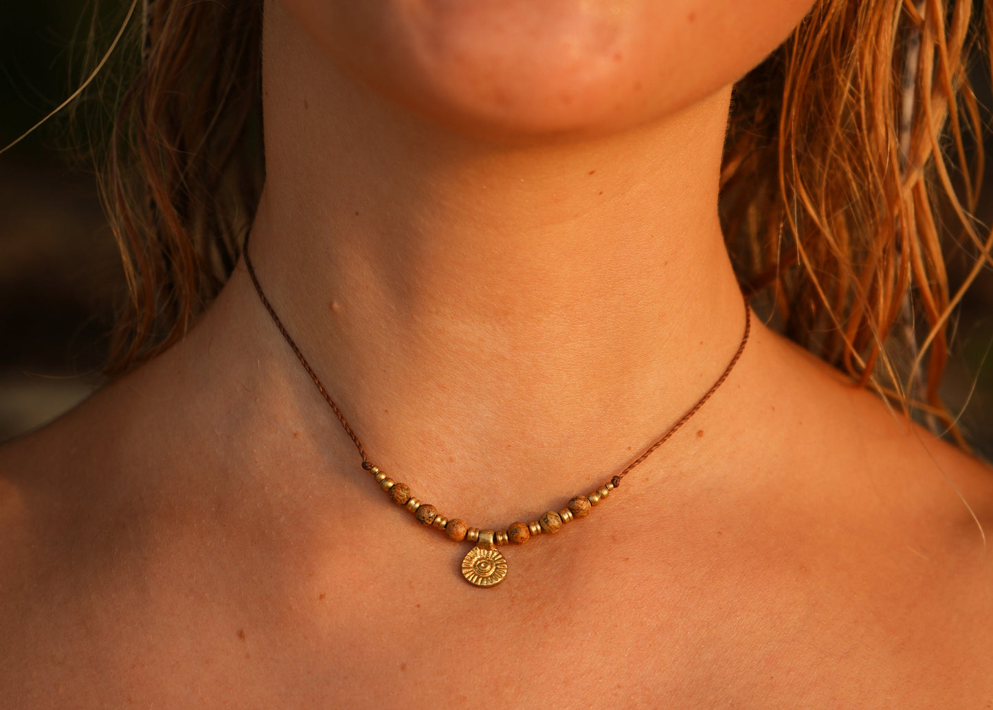 Kette "Malya" mit Jaspis und Sonne
