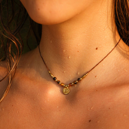 Kette "Tigua" mit Tigerauge und Sonne