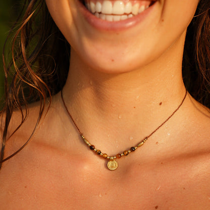 Kette "Tigua" mit Tigerauge und Sonne