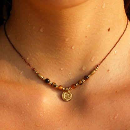 Kette "Tigua" mit Tigerauge und Sonne