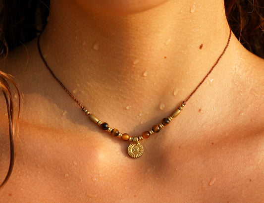 Kette "Tigua" mit Tigerauge und Sonne
