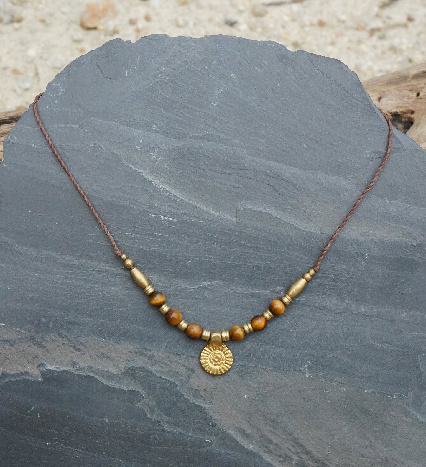 Kette "Tigua" mit Tigerauge und Sonne