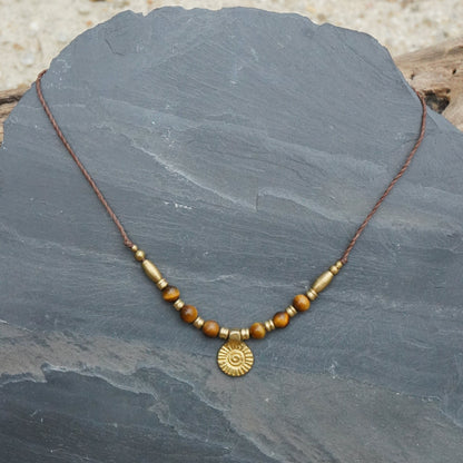 Kette "Tigua" mit Tigerauge und Sonne