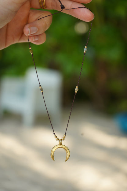 Kette "Lamira" mit indischem Achat und Mond (Layer)