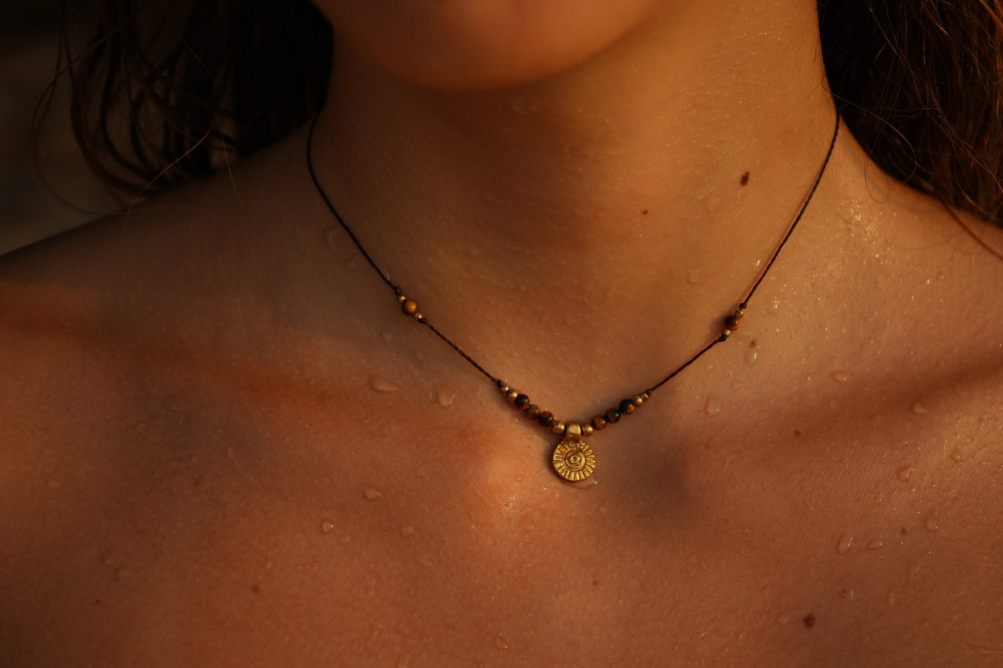 Kette "Semaya" mit Tigerauge und Sonne