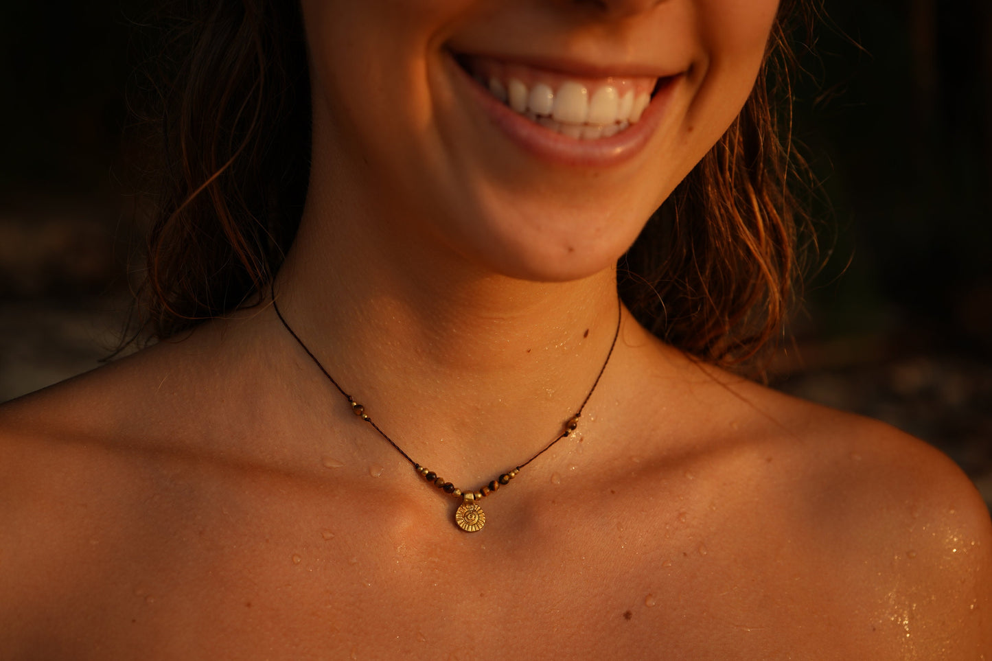 Kette "Semaya" mit Tigerauge und Sonne