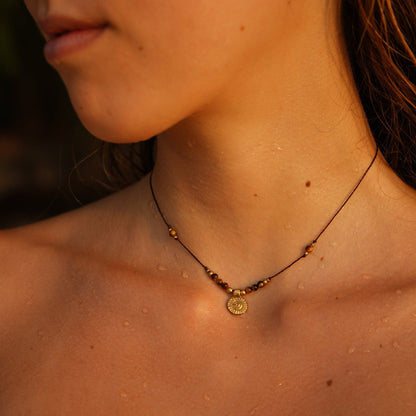Kette "Semaya" mit Tigerauge und Sonne