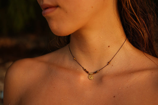 Kette "Semaya" mit Tigerauge und Sonne