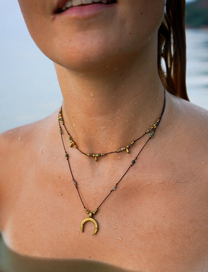 Kette "Lamira" mit indischem Achat und Mond (Layer)