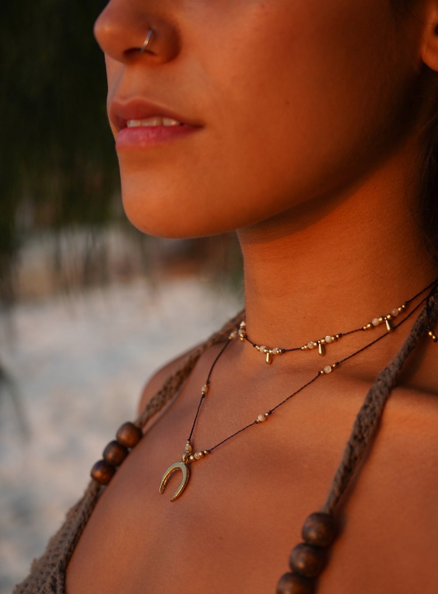 Kette "Alea" mit Perlmutt und Strahlen