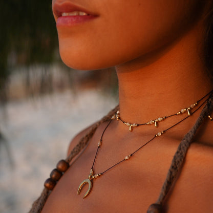 Kette "Alea" mit Perlmutt und Strahlen